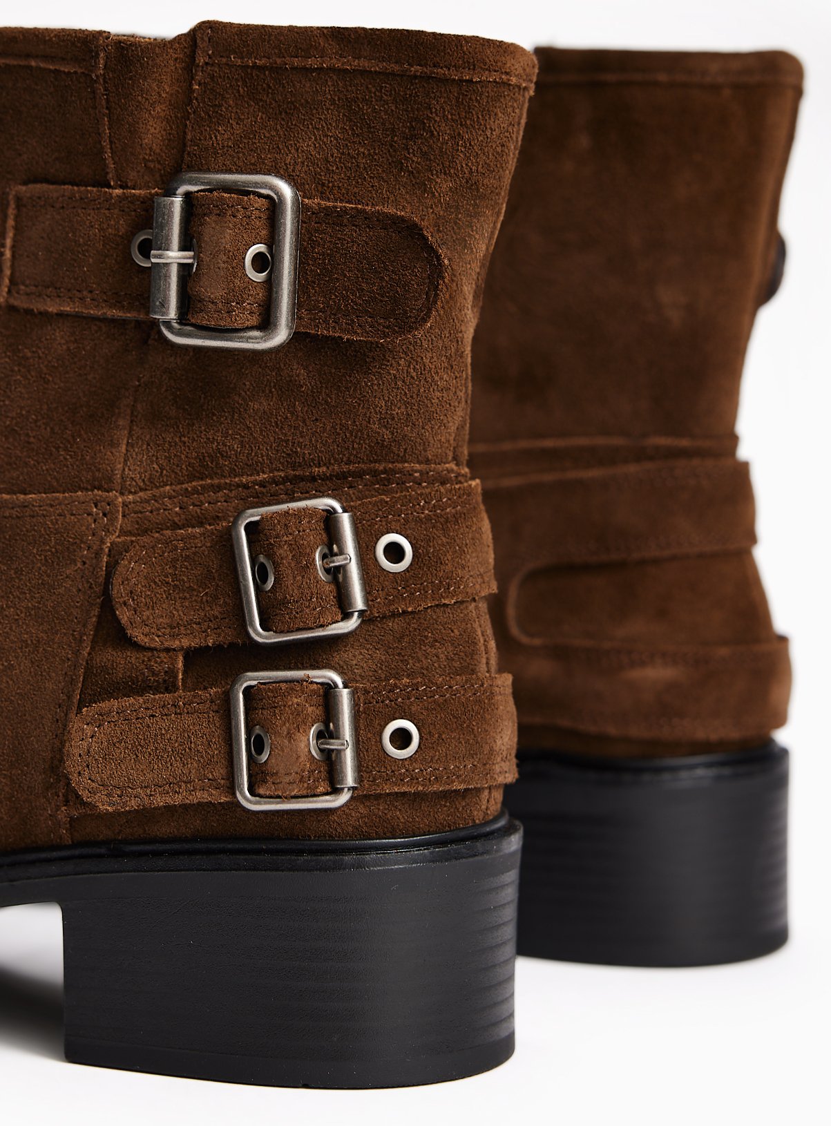 Brown Mid Height Suede Biker Boots 4 - Image 4 thumbnail